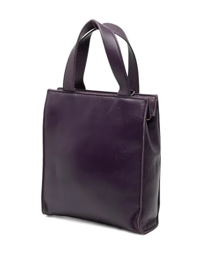 Pre-owned Prada 2013-2025 Nappa Front Pocket Satchel In Purple