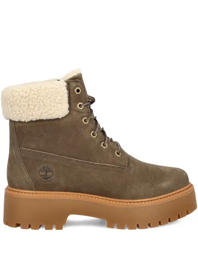Timberland Stone Street Faux-fur Platform Boots In Brown