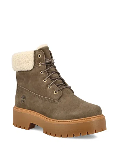 Timberland Stone Street Faux-fur Platform Boots In Brown