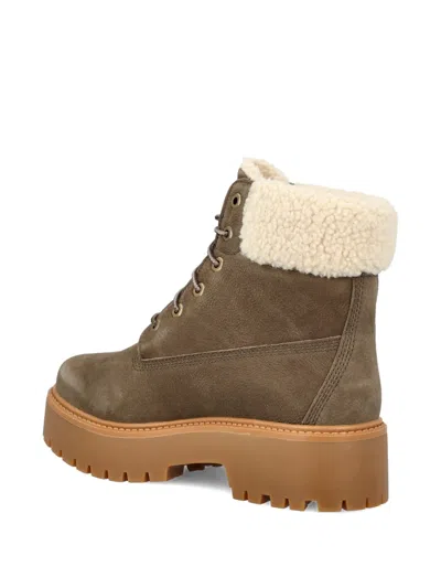 Timberland Stone Street Faux-fur Platform Boots In Brown