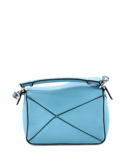 Pre-owned Loewe Puzzle Bag Leather Mini Crossbody Bag In Blue