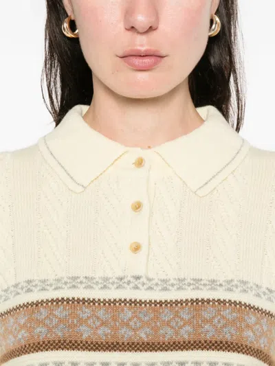 Guest In Residence Cable Collegiate Knitted Polo Top In Black