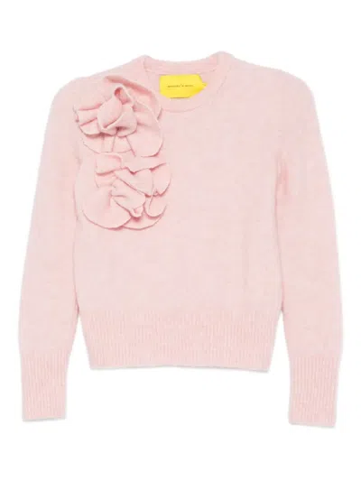 Marques' Almeida Ruffled Flower Sweater In Pink