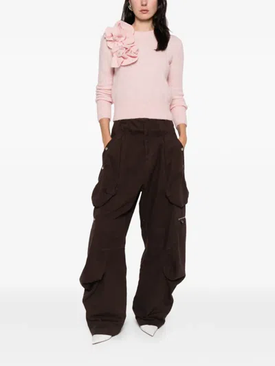 Marques' Almeida Ruffled Flower Sweater In Pink