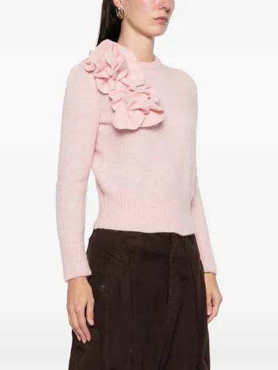 Marques' Almeida Ruffled Flower Sweater In Pink