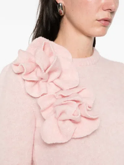 Marques' Almeida Ruffled Flower Sweater In Pink