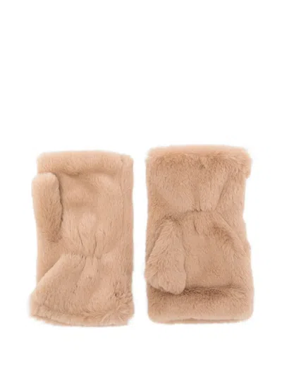 Alpo Faux-fur Gloves In Brown