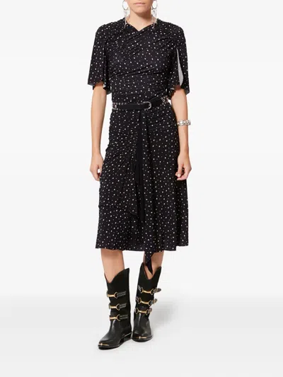 Isabel Marant Draped Polka Dot Top In Black