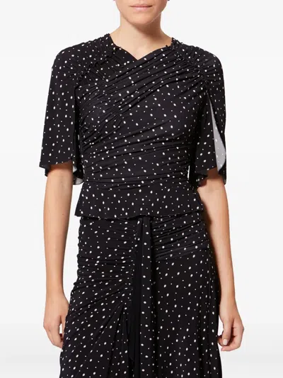 Isabel Marant Draped Polka Dot Top In Black