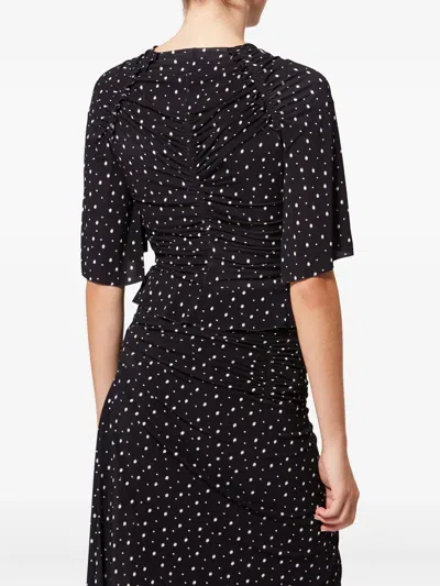 Isabel Marant Draped Polka Dot Top In Black