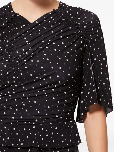 Isabel Marant Draped Polka Dot Top In Black