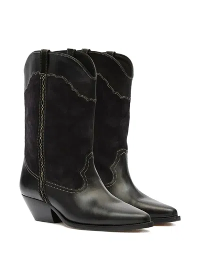 Isabel Marant X Duerto Suede Panel Stitching Boots In Black