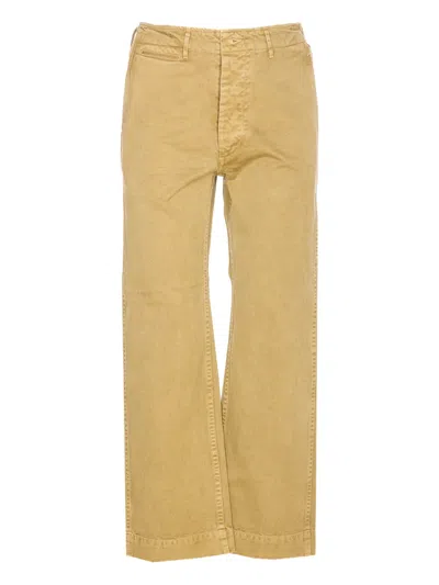 Auralee Straight Leg Trousers Pockets In Yellow