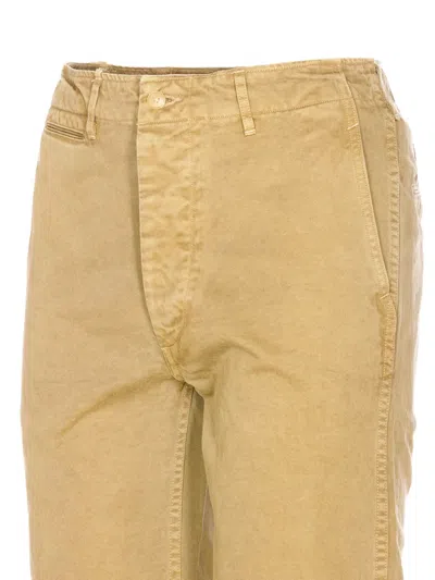 Auralee Straight Leg Trousers Pockets In Yellow