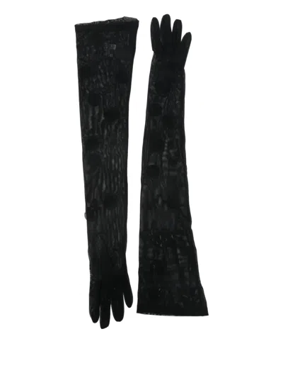 David Koma Sequin-embellished Long Gloves In Black