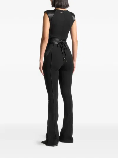 Manière De Voir Satin-trim Jumpsuit In Black