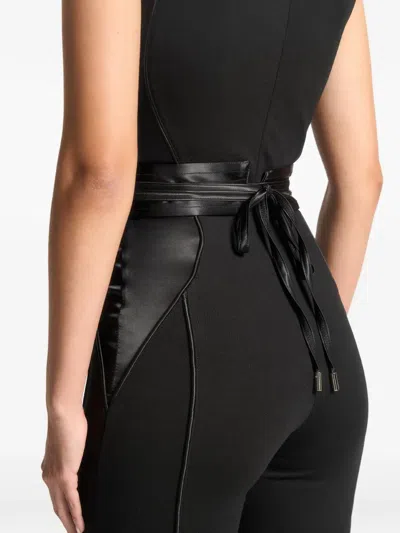 Manière De Voir Satin-trim Jumpsuit In Black