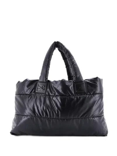 Pre-owned Chanel Coco Cocoon Reversible Quilted Lambskin Large Tote Bag In Black