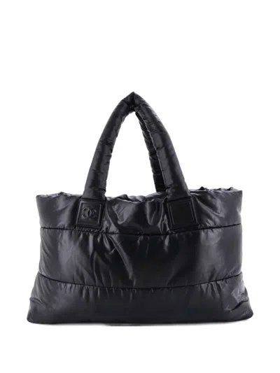 Pre-owned Chanel Coco Cocoon Reversible Quilted Lambskin Large Tote Bag In Black