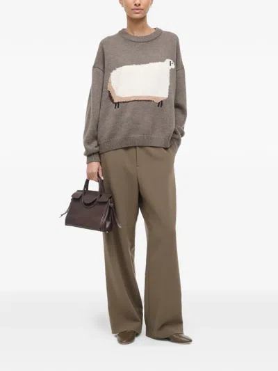 Staud Sheep-detail Sweater In Brown