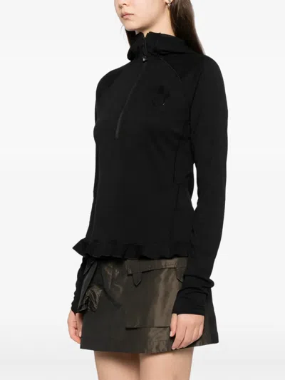 Cecilie Bahnsen Ruffled Zip Top In Black