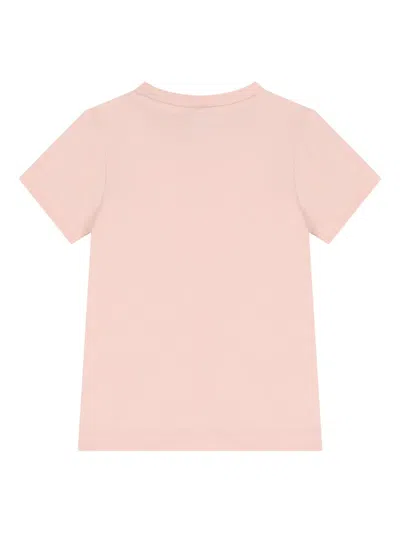 Guess Sequined-heart Logo T-shirt In Pink