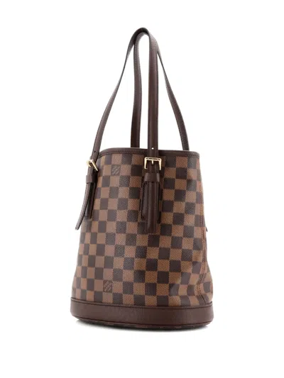 Pre-owned Louis Vuitton Marais Damier Bucket Bag In Brown