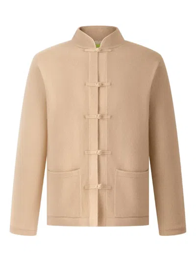 Shanghai Tang Knot Button Cardigan In Neutral