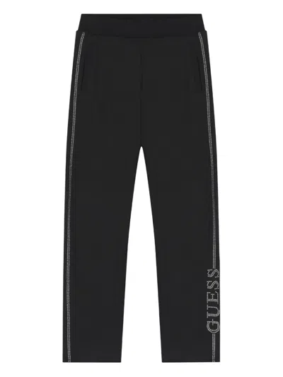 Guess Logo-embellished Track Pants In Black