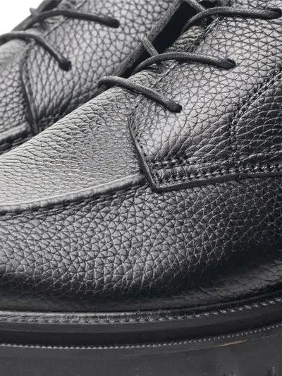 Poche Paris Textured Lace-up Boots In Black