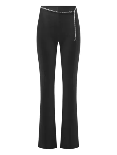 Manière De Voir Split-hem Chain Leggings In Black
