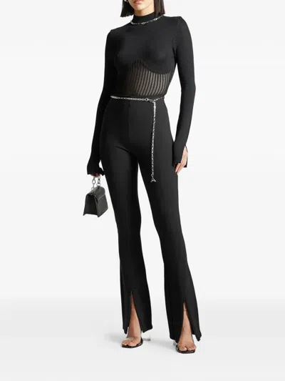 Manière De Voir Split-hem Chain Leggings In Black