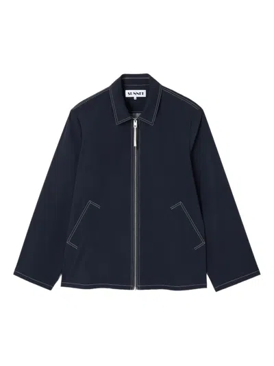 Sunnei Contrast Stitching Simo Jacket In Blue