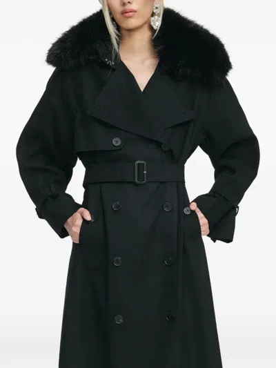 Self-portrait Belted Trench Coat In Brown