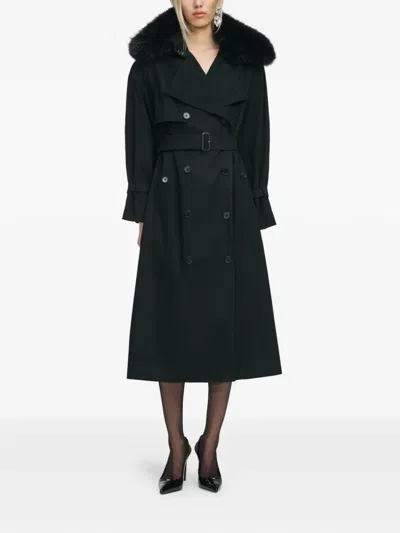 Self-portrait Belted Trench Coat In Brown