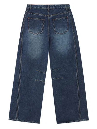 Mini Cream Panelled Jeans In Blue
