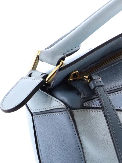 Pre-owned Loewe Puzzle Bag Leather Small Satchel In Blue
