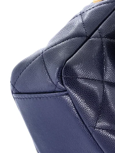 Pre-owned Chanel Twist Your Buttons Flap Bag Quilted Caviar Small Crossbody Bag In Blue