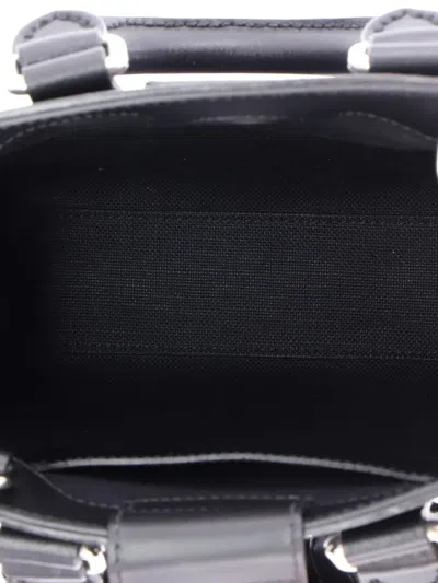 Pre-owned Gucci Convertible Web Open Gg Coated Canvas Mini Tote Bag In Black