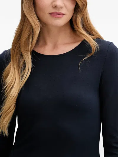 Gant Long-sleeve Gathered Midi Dress In Black