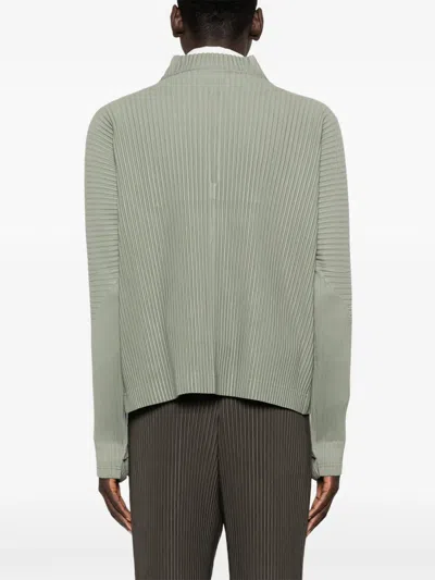 Issey Miyake Zip Plissé Top In Green