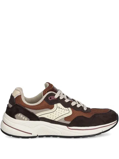 Gant Jaybro Panelled Lace-up Sneakers In Brown