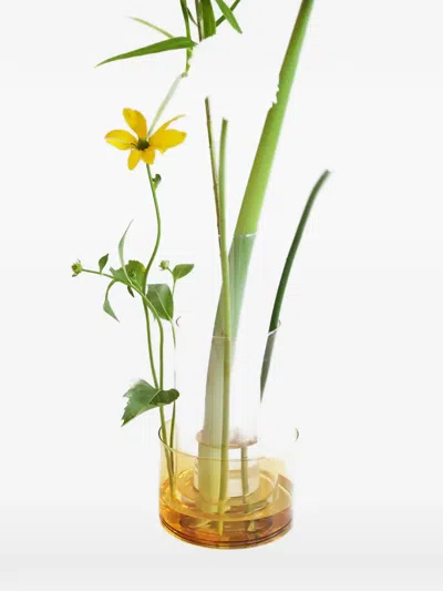 &k Amsterdam Cylindrical Tiered Vase In Yellow