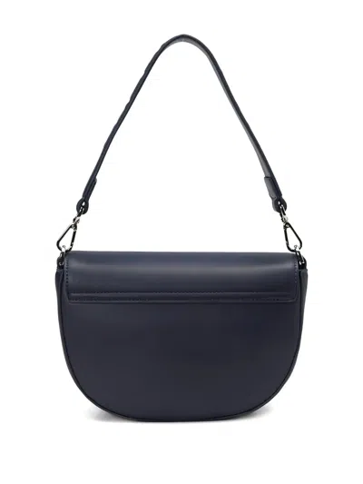 Marc O'polo Crescent-shaped Leather Shoulder Bag In Blue