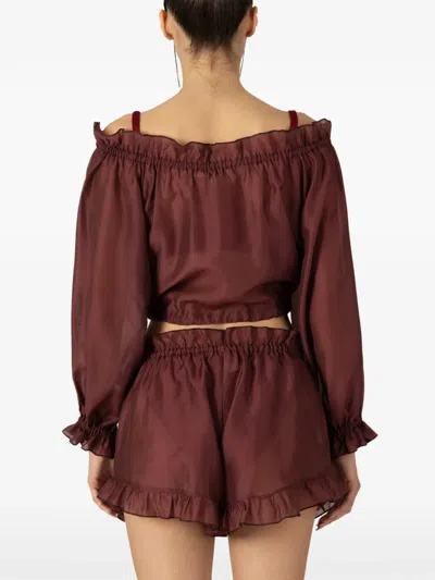 Paramidonna Luna Ruflled Beach Ensemble (set Of Two) In Brown