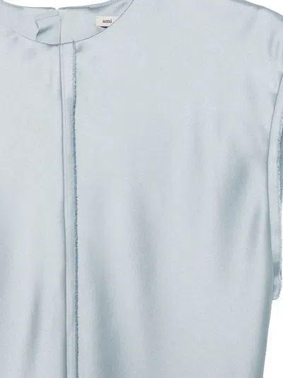 Ami Alexandre Mattiussi Frayed Midi Dress In Blue