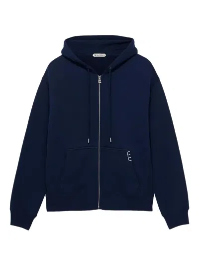 Jw Anderson Cotton Zip-up Hoodie In Blue