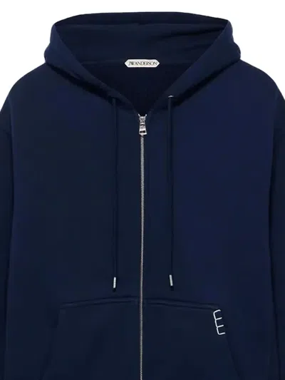 Jw Anderson Cotton Zip-up Hoodie In Blue