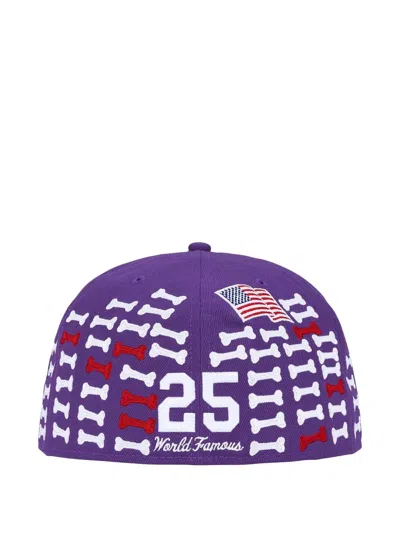 Supreme X New Era Bones-motif Logo-embroidery Baseball Cap In Purple
