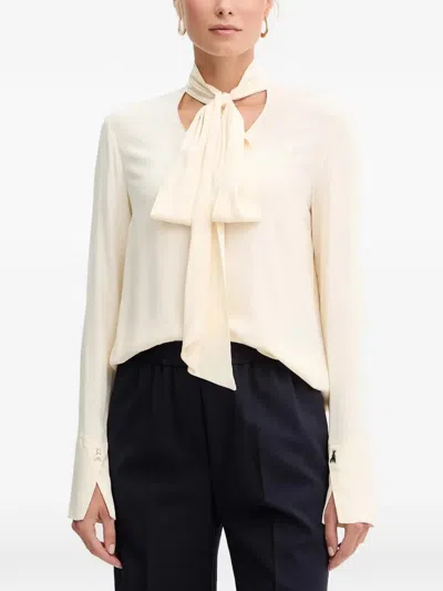 Patrizia Pepe Tie-detail Long-sleeve Blouse In White